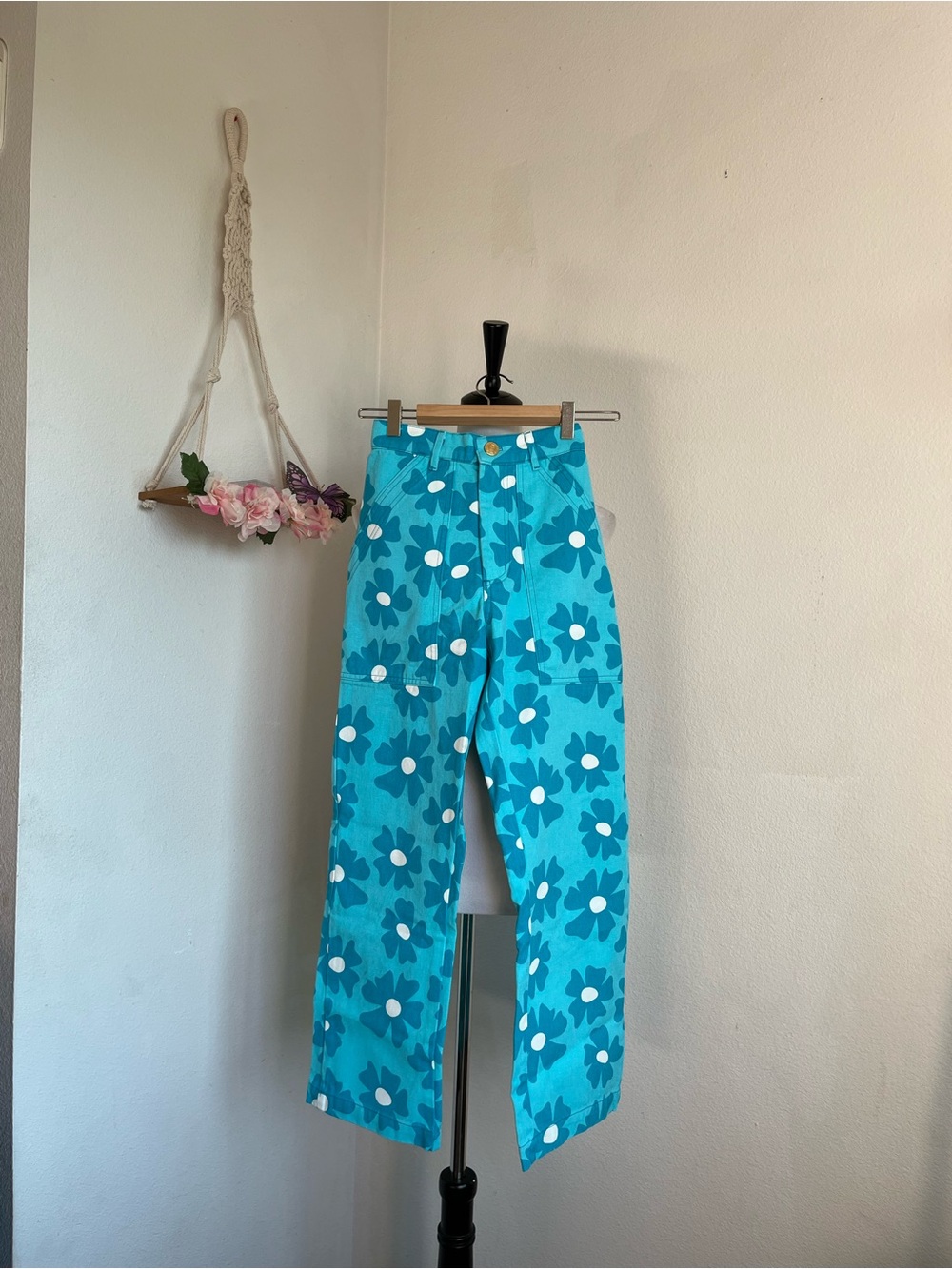 Big Bud Press Blue floral work pants size XXS